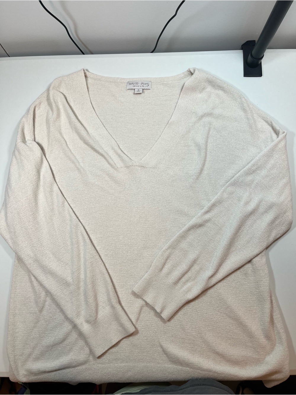 Barefoot Dreams CozyChic Ultra Lite Cream V-Neck Sweater